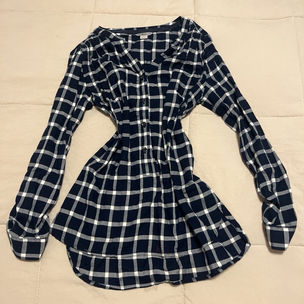 Bass Navy and White Checkered Women's Tunic